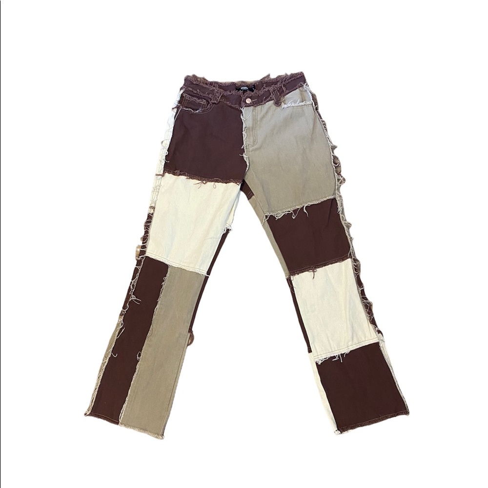 Jaded London Brown Patchwork Jeans
